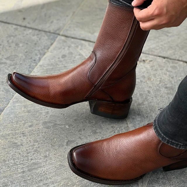 Ensemble de bottes en cuir véritable pour homme Maverick 2.0 + 3 cadeaux : ceinture, chapeau et portefeuille