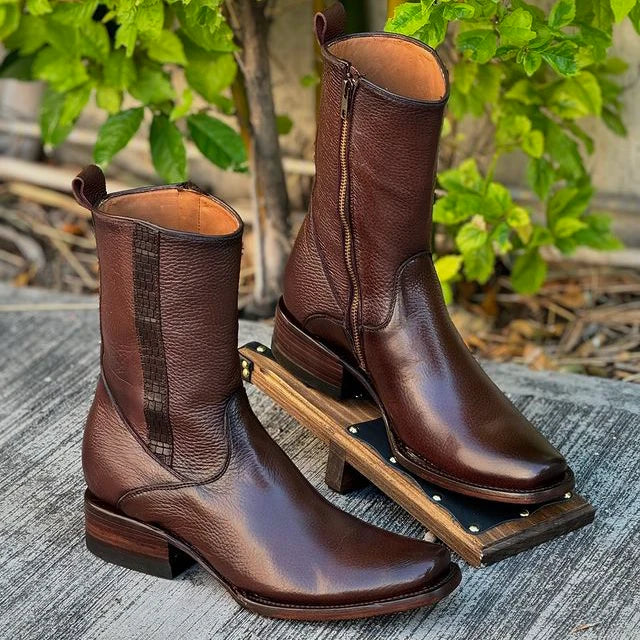 Ensemble de bottes en cuir véritable pour homme Maverick 2.0 + 3 cadeaux : ceinture, chapeau et portefeuille