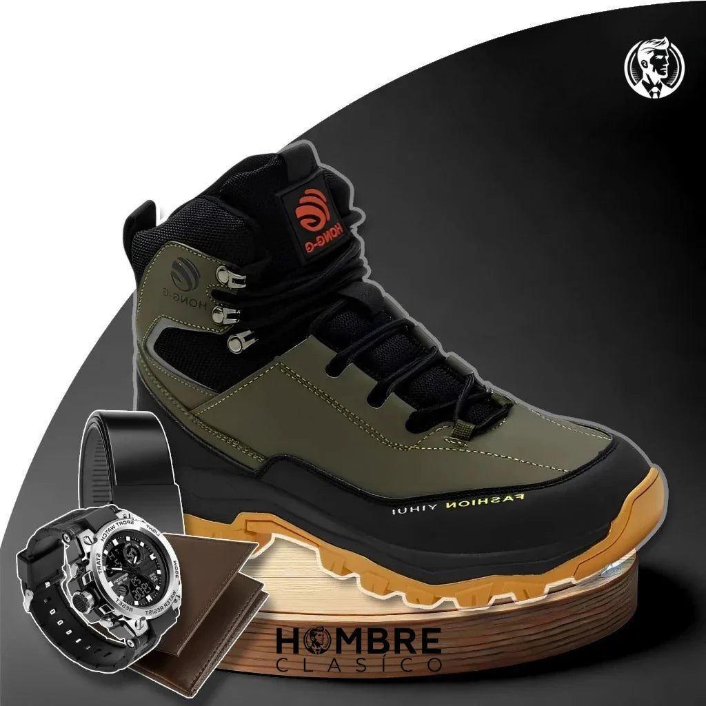 Kit de bottes de sécurité pour homme en cuir 100 % véritable (imperméables et antidérapantes) + 3 cadeaux en édition limitée