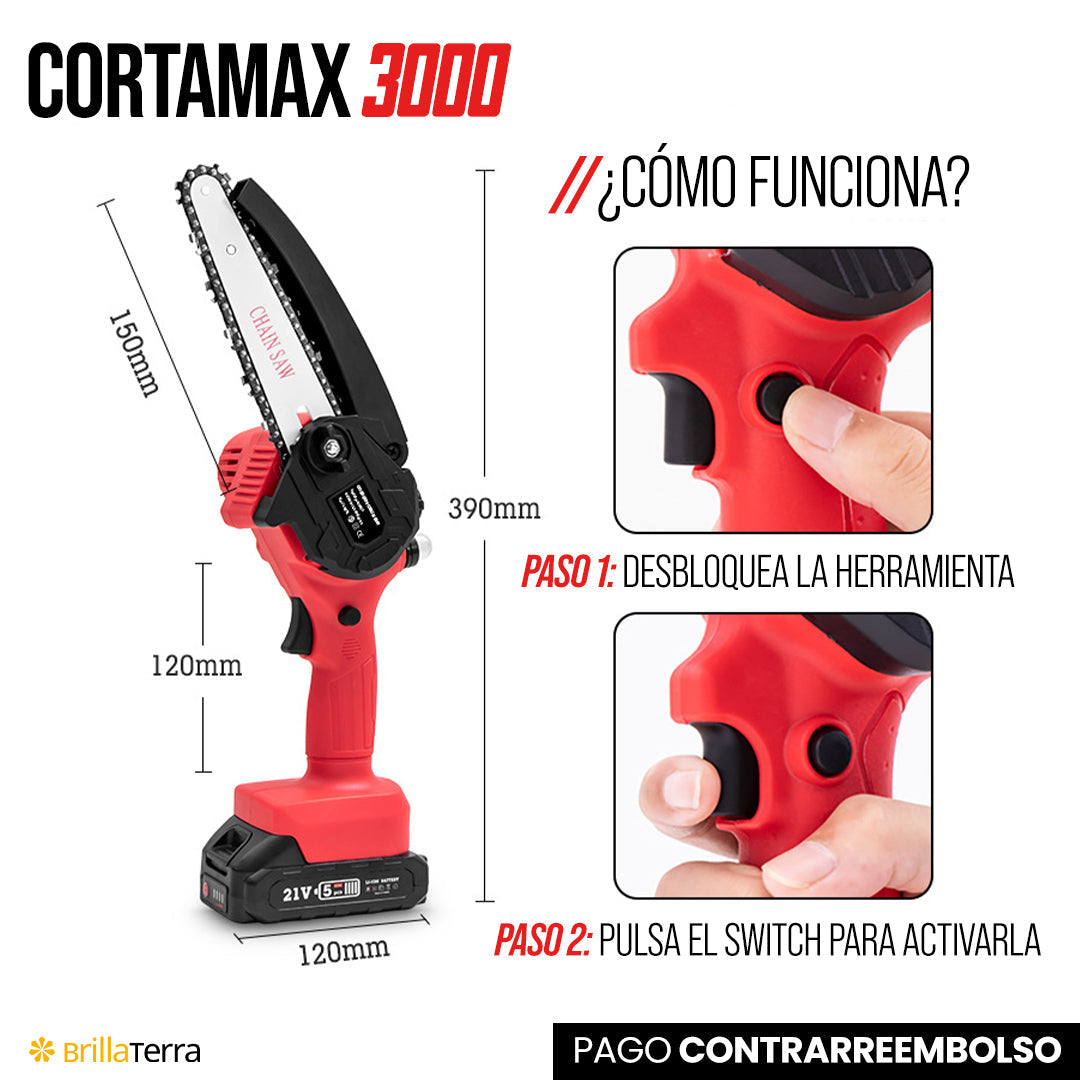 CortaMax 3000 – portátil para trabajos de jardinería y bricolaje