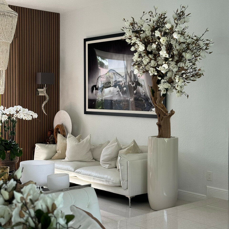 Magnolia blanc en verre Saint-Tropez beige vif
