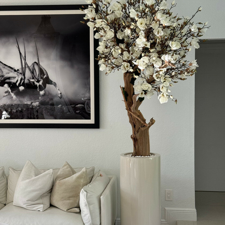 Magnolia blanc en verre Saint-Tropez beige vif