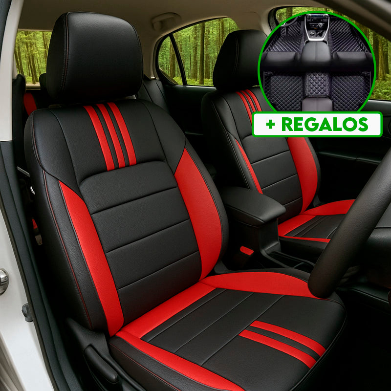 Funda para Asiento de Auto Veltrax en Cuero Legítimo Universal + REGALO: Alfombra Completa