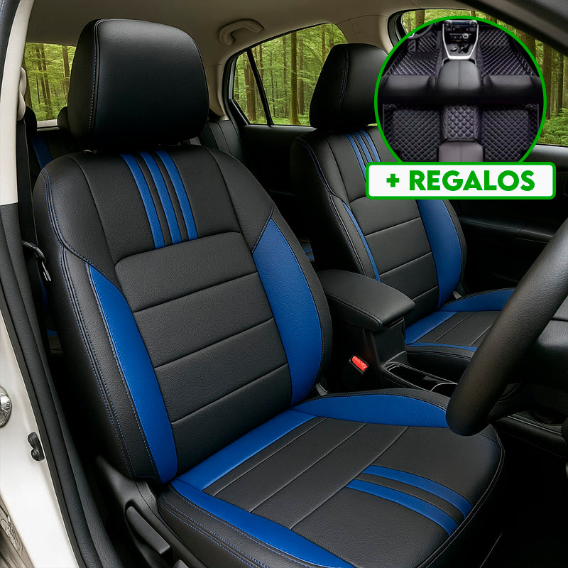 Funda para Asiento de Auto Veltrax en Cuero Legítimo Universal + REGALO: Alfombra Completa