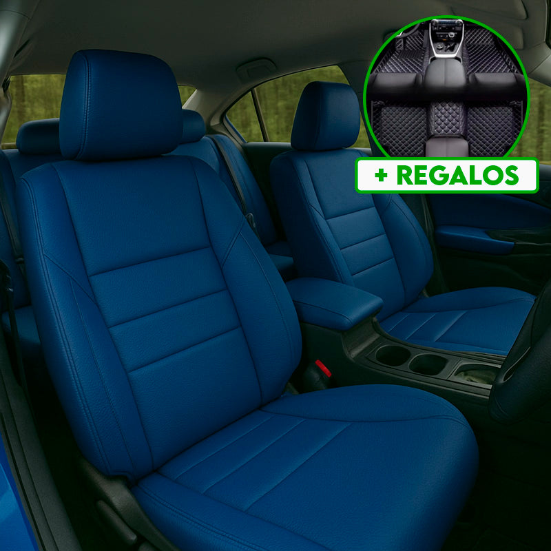 Funda para Asiento de Auto Veltrax en Cuero Legítimo Universal + REGALO: Alfombra Completa