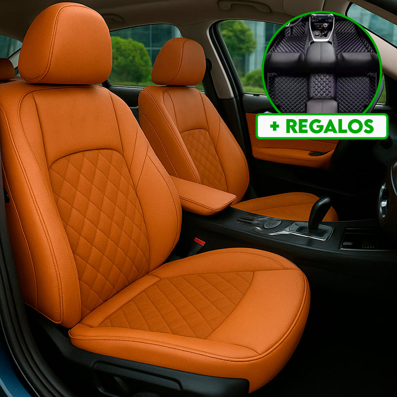 Funda para Asiento de Auto Autarka en Cuero Legítimo Universal + REGALO: Alfombra Completa