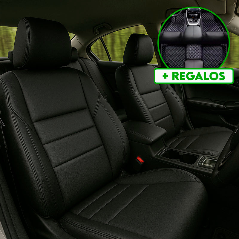 Funda para Asiento de Auto Veltrax en Cuero Legítimo Universal + REGALO: Alfombra Completa