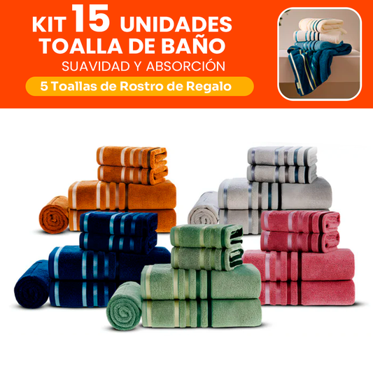 Kit con 15 toallas de baño + 5 toallas faciales gratis