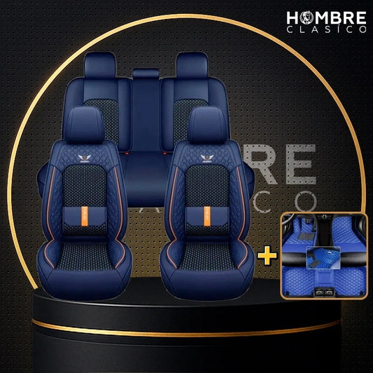 Funda para Asiento de Auto Veron en Cuero Legítimo Universal + REGALO: Alfombra Completa