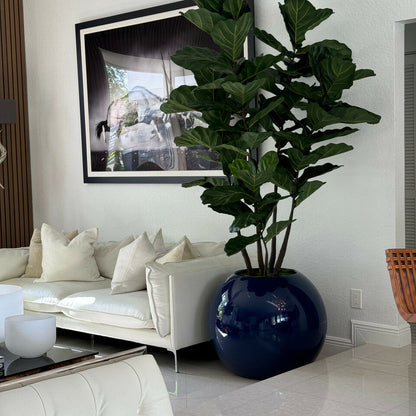 Jarrón globo azul de 30″ con árbol de violín