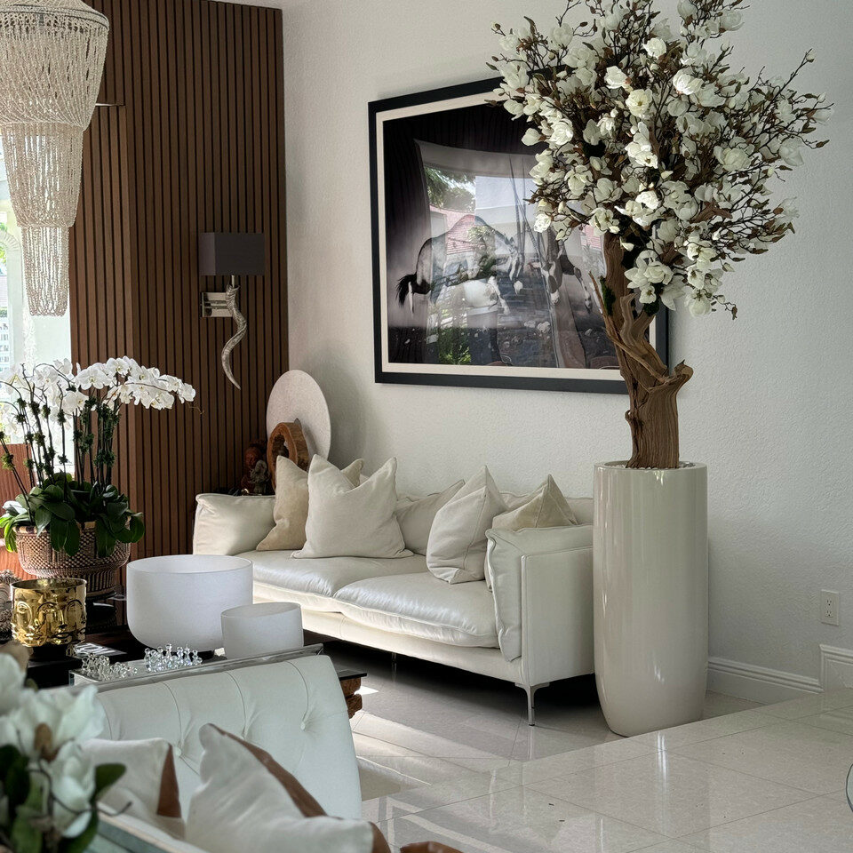 Magnolia blanc en verre Saint-Tropez beige vif