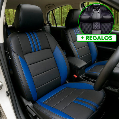 Funda para Asiento de Auto Veltrax en Cuero Legítimo Universal + REGALO: Alfombra Completa