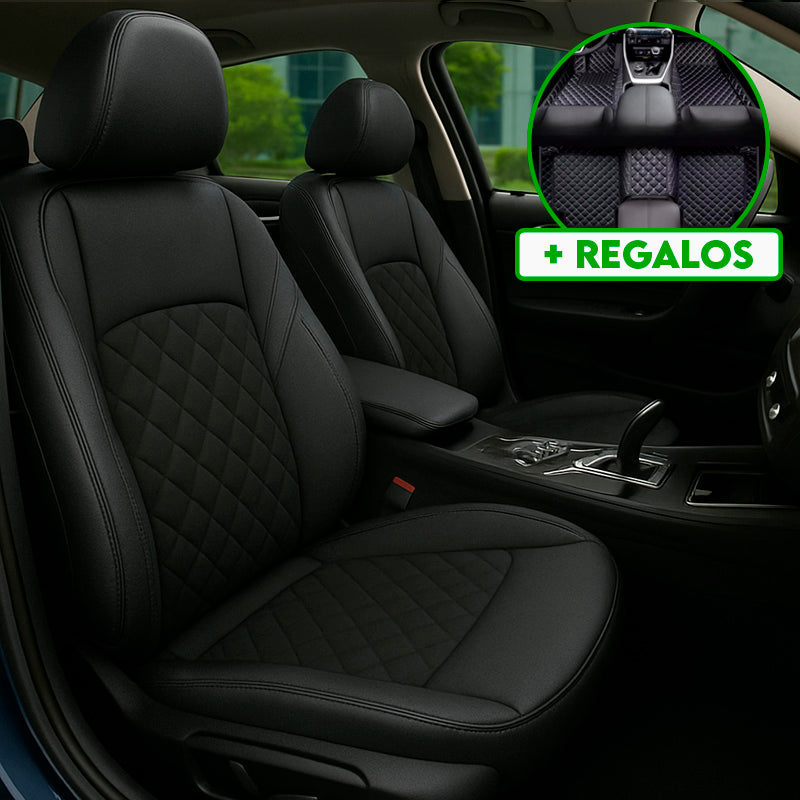 Funda para Asiento de Auto Autarka en Cuero Legítimo Universal + REGALO: Alfombra Completa