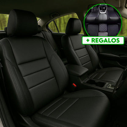 Funda para Asiento de Auto Veltrax en Cuero Legítimo Universal + REGALO: Alfombra Completa